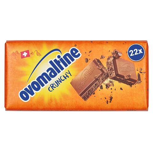 Ovomaltine Crunchy Tafel-Schokolade - Original Schweizer Vollmilch Schokoladen-Tafel mit knusprigen Stückchen aus feinstem Kakao, nachhaltig (22 x 100g) von Ovomaltine