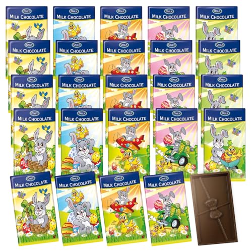 25x 15g Oster Schokotäfelchen Set I 375g Milchschokolade Tafeln im Osterdesign I Ostergeschenke Kinder und Erwachsene I Osterkorb Suessigkeiten I Osternest Schokolade von OYOY