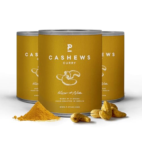 P-STASH Cashew, Edle Cashewkerne, fettfreie Trommelröstung, Nussmischung mit einzigartigen Gewürzkombinationen, Premium Nuts made in Berlin (3 x 55g, Cashew Curry) P-STASH Cashew, Edle Cashewkerne, fettfreie Trommelröstung, Nussmischung mit einzigartigen Gewürzkombinationen, Premium Nuts made in Berlin (3 x 55g, Cashew Curry) von P-Stash