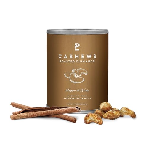 P-STASH Cashew Zimt Zucker, Gebrannte Cashewkerne 55g, fettfreie Trommelröstung, Nussmischung mit einzigartigen Gewürzkombinationen, Premium Nuts made in Berlin von P-Stash
