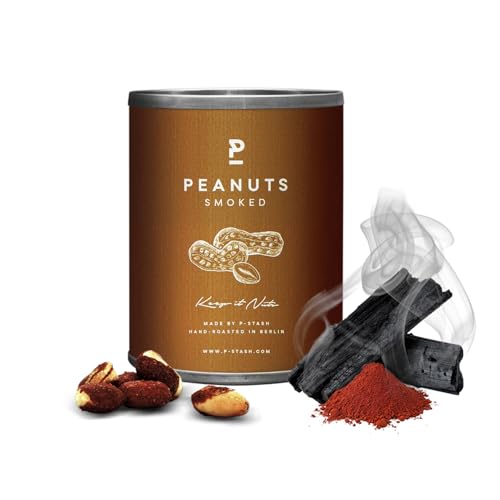 P-STASH Erdnüsse mit Rauch-Geschmack, Smoked Peanuts 60g, fettfreie Trommelröstung, Nussmischung mit einzigartigen Gewürzkombinationen, Premium Nuts made in Berlin von P-Stash
