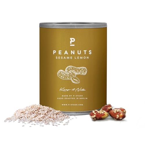 P-STASH Erdnuss Sesam Zitrone, Edle Erdnüsse 60g, fettfreie Trommelröstung, Nussmischung mit einzigartigen Gewürzkombinationen, Premium Nuts made in Berlin von P-Stash