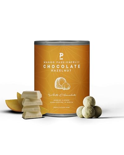 P-STASH Haselnuss weiße Schokolade Mango Passionfruit, Edle Haselnüsse 60g, fettfreie Trommelröstung, Nussmischung mit einzigartigen Gewürzkombinationen, Premium Nuts made in Berlin von P-Stash