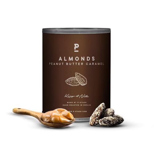 P-STASH Mandel Erdnussbutter Karamell, Edle Mandeln geröstet 60g, fettfreie Trommelröstung, Nussmischung mit einzigartigen Gewürzkombinationen, Premium Nuts made in Berlin von P-Stash