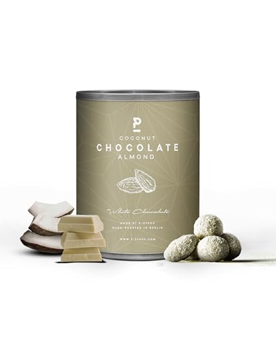 P-STASH Mandel Weisse Schokolade Kokos, Edle Mandeln geröstet 60g, fettfreie Trommelröstung, Nussmischung mit einzigartigen Gewürzkombinationen, Premium Nuts made in Berlin von P-Stash