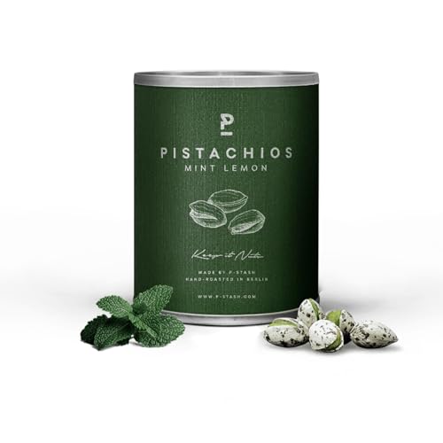 P-STASH Pistazien Minze Zitrone, Edle Nüsse 50g, fettfreie Trommelröstung, Nussmischung mit einzigartigen Gewürzkombinationen, Premium Nuts made in Berlin von P-Stash