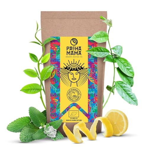 Guayusa Pachamama Menta Limón 0,25 kg | Bio- Ilex Guayusa aus Ecuador 250 g | Natürliches Koffein | Zitronen-Minze | Cousine des Mate Tees | Milder Geschmack | Alternative für Kaffee und Energydrinks von PACHAMAMA