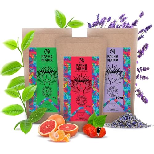 Pachamama Guayusa Tee Set 3x100g | Lavanda | Energia | Pure | Bio Ilex Guayusa aus Ecuador300g | Schwester von Yerba Mate Tee | Kaffee Alternative Pachamama Guayusa Tee Set 3x100g | Lavanda | Energia | Pure | Bio Ilex Guayusa aus Ecuador300g | Schwester von Yerba Mate Tee | Kaffee Alternative von PACHAMAMA