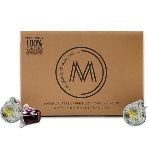 The Miracle Meal vorgefüllte Kommunionsbecher und Waffeln – Box mit 250 Stück – mit 100% vertrauenswürdigem Concord Traubensaft und glutenfreien Waffeln – Premium-Qualität The Miracle Meal vorgefüllte Kommunionsbecher und Waffeln – Box mit 250 Stück – mit 100% vertrauenswürdigem Concord Traubensaft und glutenfreien Waffeln – Premium-Qualität von PACK IT HUB