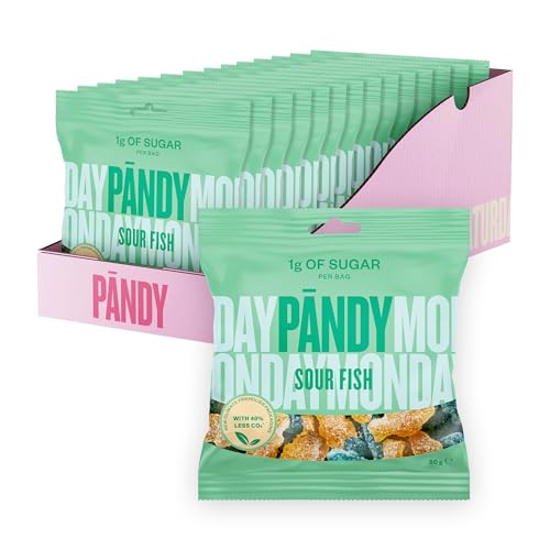 PANDY Low carb Süßigkeiten - Gesunde Süßigkeiten - Zuckerfreie Fruchtgummis – Süßsaure Fischchen – Beutel mit leckeren Zitronen- und Heidelbeer-Fruchtgummis, nur 1 g Zucker und 85 Kalorien, 14 × 50 g PANDY Low carb Süßigkeiten - Gesunde Süßigkeiten - Zuckerfreie Fruchtgummis – Süßsaure Fischchen – Beutel mit leckeren Zitronen- und Heidelbeer-Fruchtgummis, nur 1 g Zucker und 85 Kalorien, 14 × 50 g von PÄNDY