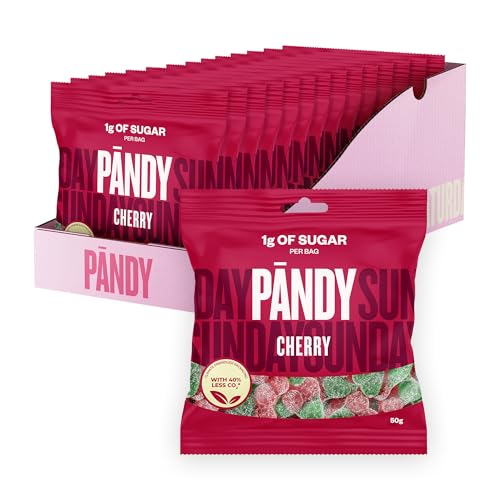 PANDY Zuckerfreie Süssigkeiten - Zuckerfreie Fruchtgummis – Sauerkirsche – Sauerkirsche-Fruchtgummis mit süß-säuerlichem Geschmack, nur 1 g Zucker und 85 Kalorien, 14 × 50 g PANDY Zuckerfreie Süssigkeiten - Zuckerfreie Fruchtgummis – Sauerkirsche – Sauerkirsche-Fruchtgummis mit süß-säuerlichem Geschmack, nur 1 g Zucker und 85 Kalorien, 14 × 50 g von PÄNDY