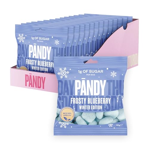 Pändy Frosty Blueberry - Low carb süßigkeiten - Gesunde Süßigkeiten Fruchtgummis – Geschmack von Blaubeere, nur 1 g Zucker und 85 Kalorien, 14 × 50 g Pändy Frosty Blueberry - Low carb süßigkeiten - Gesunde Süßigkeiten Fruchtgummis – Geschmack von Blaubeere, nur 1 g Zucker und 85 Kalorien, 14 × 50 g von PÄNDY