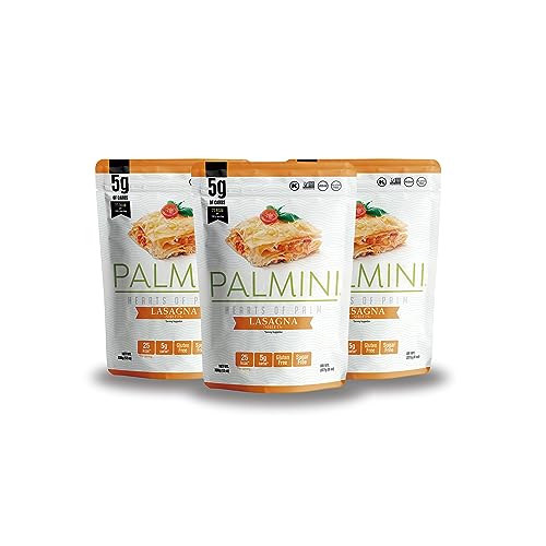 Palmini Lasagne– Spaghetti - Palm Herzen - kalorienarm - Low Carb - Keto - Vegan | GVO-frei - Glutenfrei - Zuckerfrei - 338g | (3er Packung) von PALMINI