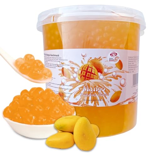 BubbleTea Popping Boba - Mango - 3KG Packung - Natur & Vegan - Lebensmittel Zertifikat mit ISO Standards - Super Ideen zum selber machen und fantastische Boba Partys von PANDA MEISTER