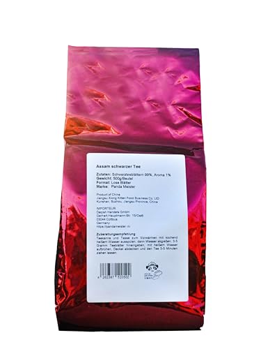 Assam Schwarz Tee Loser Tea - 500g Lose Assam Schwarz Tee Black Tea - Natur Vegan Glutenfrei Laktosefrei Ohne Zuker - Bubble Tee DIY - Aus China Schwarz Tee von PANDA MEISTER