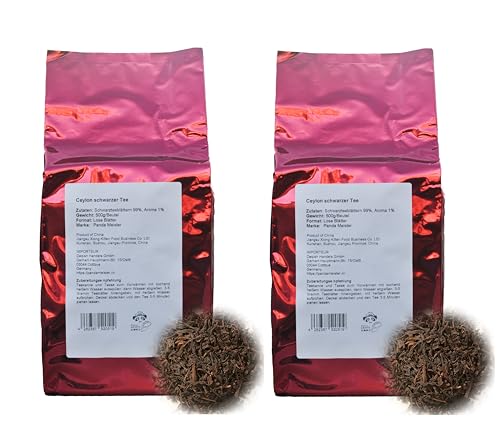 Ceylon Schwarz Tee Loser Tea - 1kg Lose Ceylon Schwarz Tee Black Tea - Natur Vegan Glutenfrei Laktosefrei Ohne Zuker - Bubble Tee DIY - Aus China Schwarz Tee von PANDA MEISTER