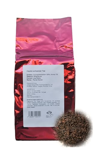 Ceylon Schwarz Tee Loser Tea - 500g Lose Ceylon Schwarz Tee Black Tea - Natur Vegan Glutenfrei Laktosefrei Ohne Zuker - Bubble Tee DIY - Aus China Schwarz Tee von PANDA MEISTER