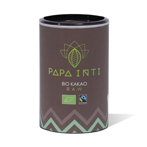 PAPA INTI Raw Kakao 350g, hochwertiges Bio & Fairtrade Kakaopulver, Warm oder Kalt trinken, perfekt für Müsli oder Bowls oder Backen von Papa Inti