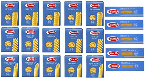 TESTPAKET Barilla italienisch Pasta ( 20 x 500g ) 4 Arten von Nudeln Penne Rigate - Fusilli - Spaghetti - Tortiglioni von PASTA