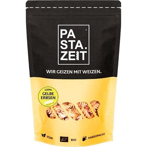 PASTAZEIT Bio Gelbe Erbsennudeln - Fusilli Protein Pasta - High Protein Noodle - Eiweiß Pasta - Ideal für Sportler - wenig Kohlenhydrate - vegetarisch, vegan (10x 250g) von PASTAZEIT
