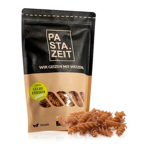 PASTAZEIT Bio Gelbe Erbsennudeln - Fusilli Protein Pasta - High Protein Noodle - Eiweiß Pasta - Ideal für Sportler - wenig Kohlenhydrate - vegetarisch, vegan (5x 250g) von PASTAZEIT