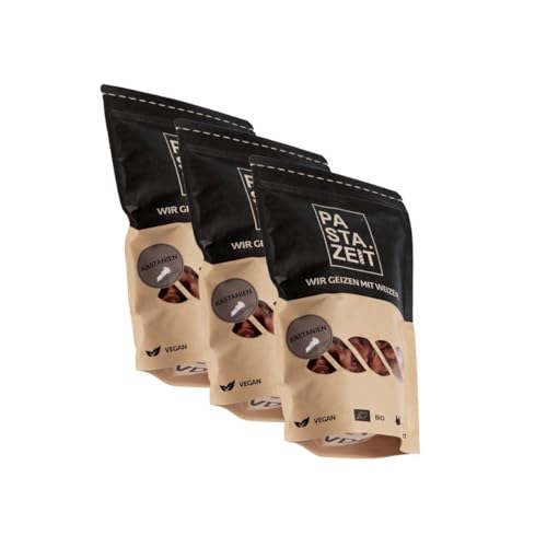 PASTAZEIT Bio Kastanien Nudeln - Campanelle Protein Pasta - High Protein Noodle - Eiweiß Pasta - Ideal für Sportler - Vitaminreich - vegetarisch, vegan (3 x 250g) von PASTAZEIT