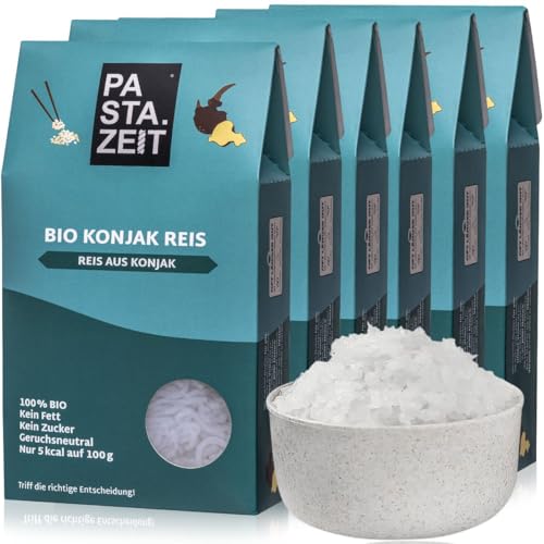 PASTAZEIT Bio Konjak Reis - No Carb Reis kohlenhydratfrei - kalorienarmer - Idealer Shirataki ohne Kohlenhydrate - Shirataki- vegan, glutenfrei (6 x 400 g) von PASTAZEIT
