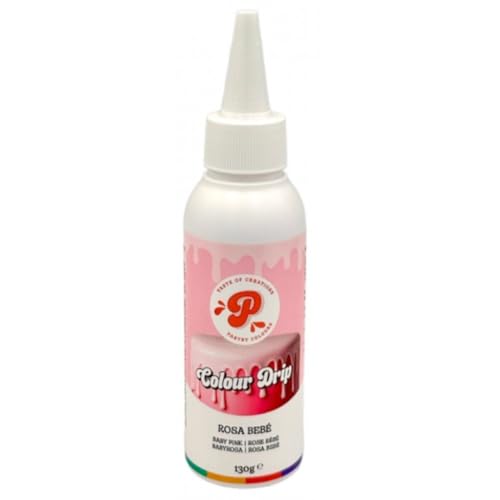 PASTRY COLOURS, Choco Drip, Kuchenglasur Cake, Schokolade Melts Bereits Vorbereitet für Drip Cake Glasur für Kuchen, Kekse, Kekse, Eiscreme, Tropfflasche Heizen und Los, 130 G, Weiss (Pink) von PASTRY COLOURS