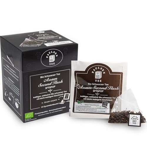 Bio Assam Second Flush 15 x 3g, einzeln kuvertiert, Paulsen Tee schwarzer Tee im Pyramidenbeutel - Bio, rückstandskontrolliert & zertifiziert von PAULSEN TEE PURE TEA