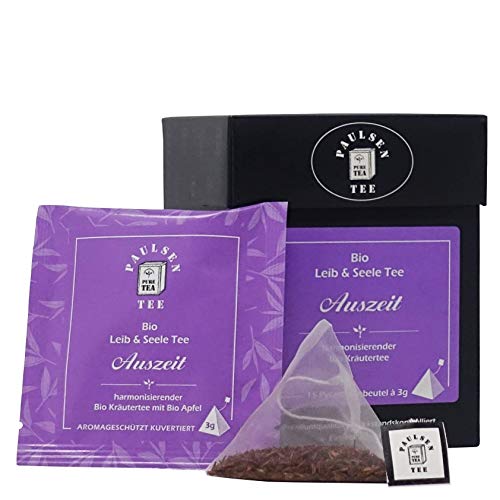 Bio Auszeit 15 x 3g (155,33 Euro/kg) Paulsen Tee Leib & Seele Tee im Pyramidenbeutel - Bio, rückstandskontrolliert & zertifiziert von PAULSEN TEE PURE TEA