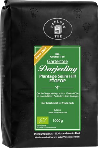 Bio Darjeeling FTGFOP, grüner Tee, Ernte 2023 - Gartentee - Plantage Selim Hill, 1000g (42,95 EUR/kg), Paulsen Tee von PAULSEN TEE PURE TEA