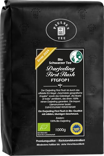 Bio Darjeeling First Flush FTGFOP1, Ernte 2023, 1000g (58,95 Euro/kg) Paulsen Tee Schwarzer Tee rückstandskontrolliert von PAULSEN TEE PURE TEA