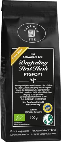 Bio Darjeeling First Flush FTGFOP1, Ernte 2023, 100g (74,50 Euro/kg) Paulsen Tee Schwarzer Tee rückstandskontrolliert von PAULSEN TEE PURE TEA