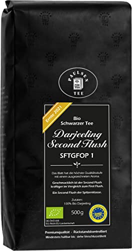 Bio Darjeeling Second Flush SFTGFOP 1, Ernte 2021, 500g, Paulsen Tee schwarzer Tee rückstandskontrolliert & zertifiziert von PAULSEN TEE PURE TEA