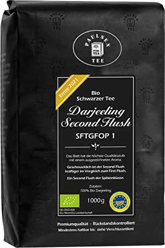 Bio Darjeeling Second Flush SFTGFOP 1, Ernte 2021,1000g (48,95 Euro/kg), Paulsen Tee schwarzer Tee rückstandskontrolliert & zertifiziert von PAULSEN TEE PURE TEA