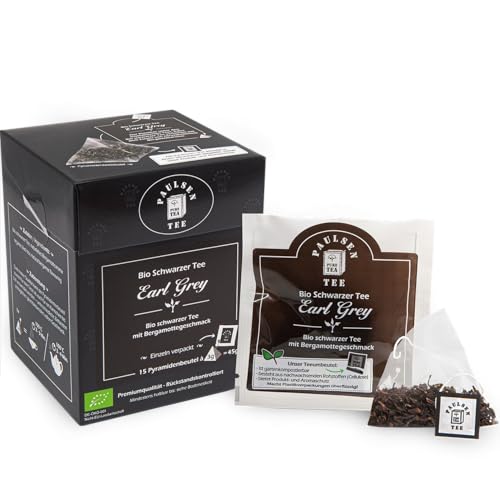 Bio Earl Grey 15 x 3g, einzeln kuvertiert, Paulsen Tee Schwarzer Tee im Pyramidenbeutel - Bio, rückstandskontrolliert & zertifiziert von PAULSEN TEE PURE TEA