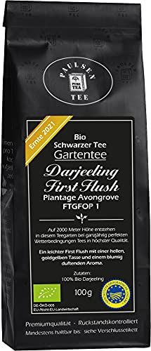 Bio Gartentee Avongrove, Darjeeling First Flush FTGFOP1 "Ernte 2021", 100g (99,50 EUR/kg), Paulsen Tee schwarzer Tee rückstandskontrolliert & zertifiziert von PAULSEN TEE PURE TEA