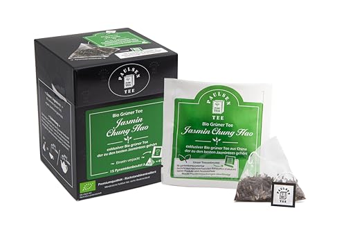 Bio Jasmin Chung Hao 15 x 3g (155,33 Euro/kg) Paulsen Tee Grüner Tee im Pyramidenbeutel - Bio, rückstandskontrolliert & zertifiziert von PAULSEN TEE PURE TEA