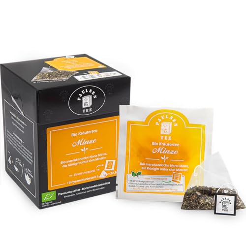 Bio Minze 15 x 1,5g, einzeln kuvertiert, Paulsen Tee Kräutertee im Pyramidenbeutel - Bio, rückstandskontrolliert & zertifiziert von PAULSEN TEE PURE TEA