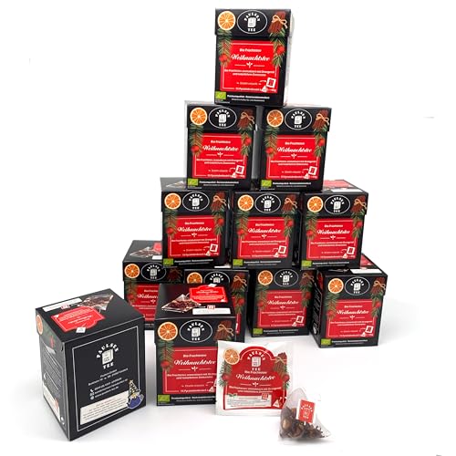 Bio Weihnachtstee - Früchtetee Box 15 Tee Pyramiden á 3g einzeln kuvertiert, 12 Geschenkboxen von PAULSEN TEE PURE TEA
