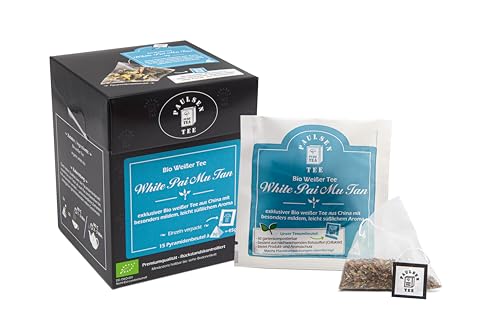 Bio White Pai Mu Tan 15 x 3g (155,33 Euro/kg) Paulsen Tee Weißer Tee im Pyramidenbeutel - Bio, rückstandskontrolliert & zertifiziert von PAULSEN TEE PURE TEA