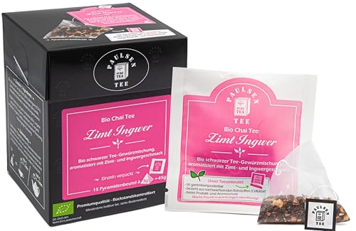 Bio Zimt Ingwer 15 x 3g, einzeln kuvertiert, Paulsen Tee Chai Tee im Pyramidenbeutel - Bio, rückstandskontrolliert & zertifiziert von PAULSEN TEE PURE TEA