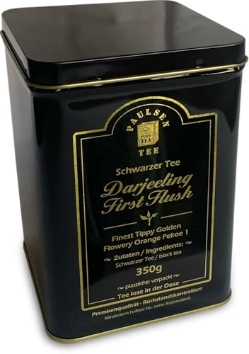Darjeeling First Flush Ernte 2024 schwarzer Tee, Premiumqualität 350g in einer für Lebensmittel geeigneten Dose von PAULSEN TEE PURE TEA