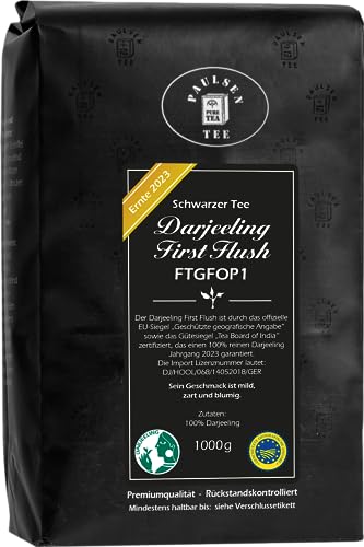 Darjeeling First Flush FTGFOP1, Ernte 2023, 1000g (52,95 Euro/kg) Paulsen Tee Schwarzer Tee rückstandskontrolliert von PAULSEN TEE PURE TEA
