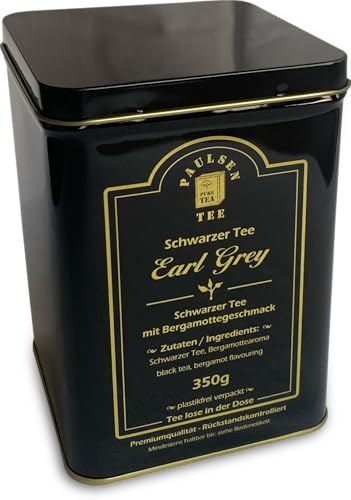 Earl Grey, Paulsen schwarzer Tee mit Bergamotte Aroma 350g in einer für Lebensmittel geeigneten Dose von PAULSEN TEE PURE TEA