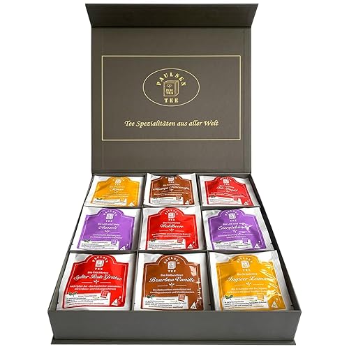 Exklusive Bio-Tee Geschenkbox mit Früchte-, Kräuter -,& Rotbuschtees 45 Pyramiden, einzeln kuvertiert von PAULSEN TEE PURE TEA