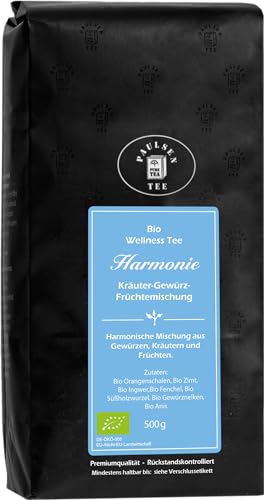 Bio Harmonie 500g (45,90 Euro/kg) Paulsen Tee Wellnesstee Kräuter-, Gewürz- und Früchteteemischung rückstandskontrolliert & zertifiziert von PAULSEN TEE PURE TEA