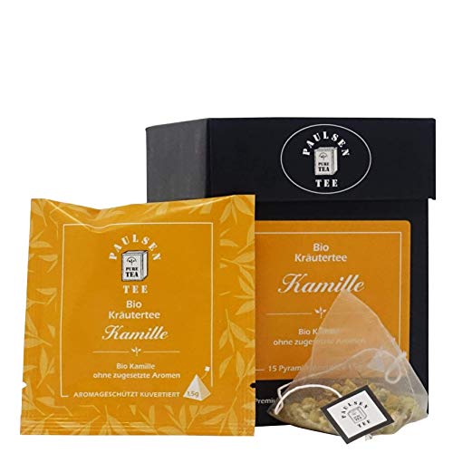 Bio Kamille 15 x 1,5g (310,67 Euro / kg) Paulsen Tee Kräutertee im Pyramidenbeutel - Bio, rückstandskontrolliert & zertifiziert von PAULSEN TEE PURE TEA