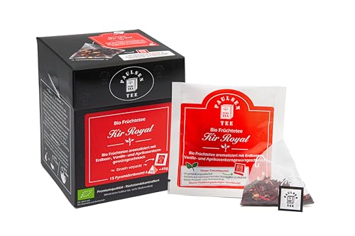 Bio Kir Royal 15 x 3g (155,33 Euro/kg) Paulsen Tee Früchtetee im Pyramidenbeutel - Bio, rückstandskontrolliert & zertifiziert von PAULSEN TEE PURE TEA