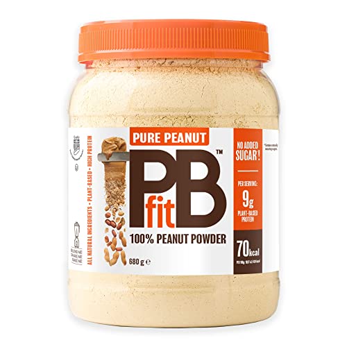 PBfit Reines Erdnusspulver – ohne Zuckerzusatz, 9 g pflanzliches Protein, 82 % weniger Fett, glutenfrei, natürliches Erdnussproteinpulver – Erdnussmehl aus echten gerösteten gepressten Erdnüssen – 680 von PBfit